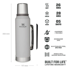 Stanley Klasik Vakumlu Paslanmaz Çelik Termos 1 LT Koyu Beyaz