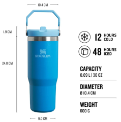 Stanley The IceFlow Flip Straw Pipetli Termos Bardak 0,89 LT 30 Oz Açık Mavi