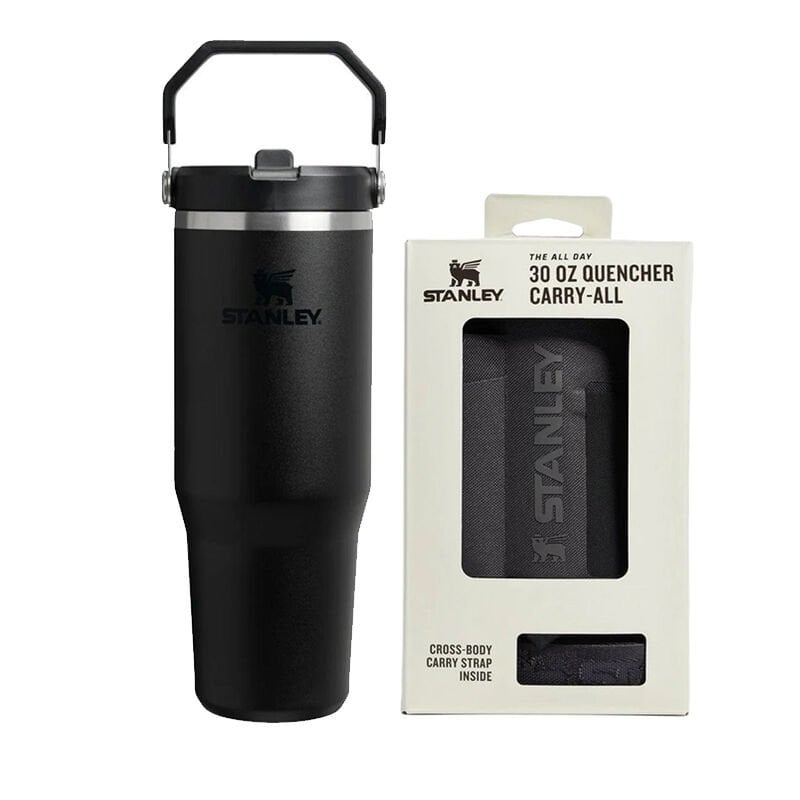 Yılbaşına Özel Stanley The IceFlow Flip Straw Pipetli Termos &  Taşıma Kılıfı Siyah